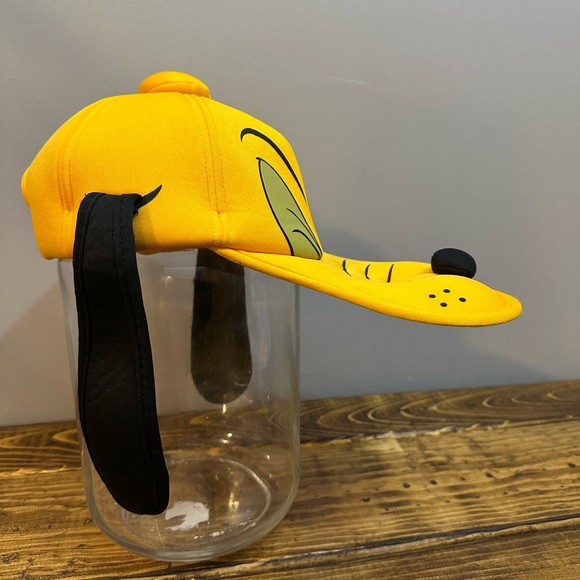 Pluto Walt Disney Parks World Pluto Long Bill Hat Wink Hang Ears Yellow Costume - Picture 2 of 6